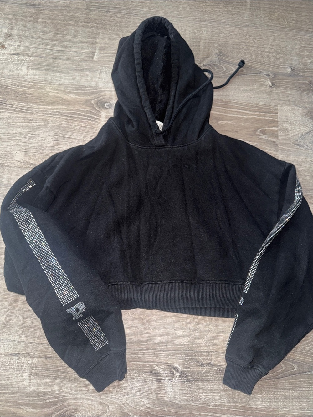 Victorias Secret PINK Cropped Rhinestone Hoodie